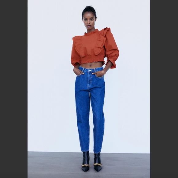 NWT Zara Ruffled Poplin Shirt - Picture 4 of 4